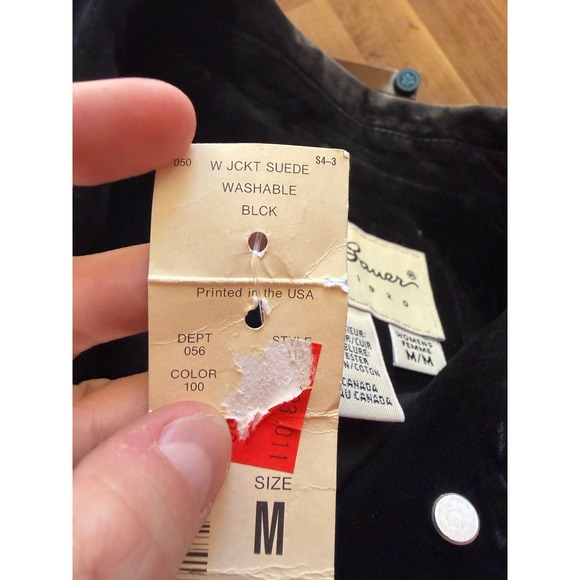 NEW Vtg Eddie Bauer Black Suede Leather Jacket Womens M Fits Larger Grunge Retro - Picture 7 of 8